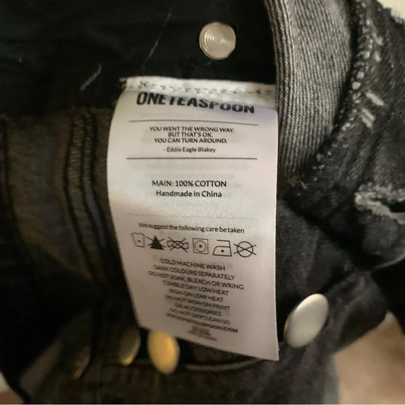 One Teaspoon Junkyard Distressed MicroMini Denim Skirt Black Sz 27 - Picture 6 of 7